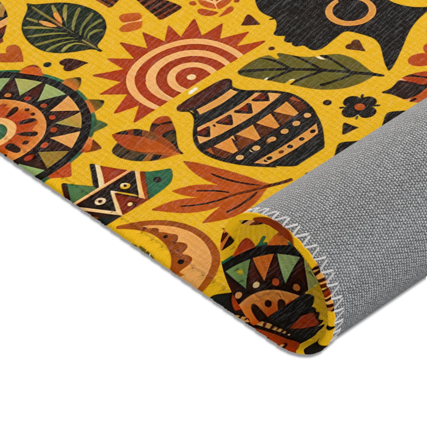 Area rug - Boho Afrocentric Tribal Illustration Pattern