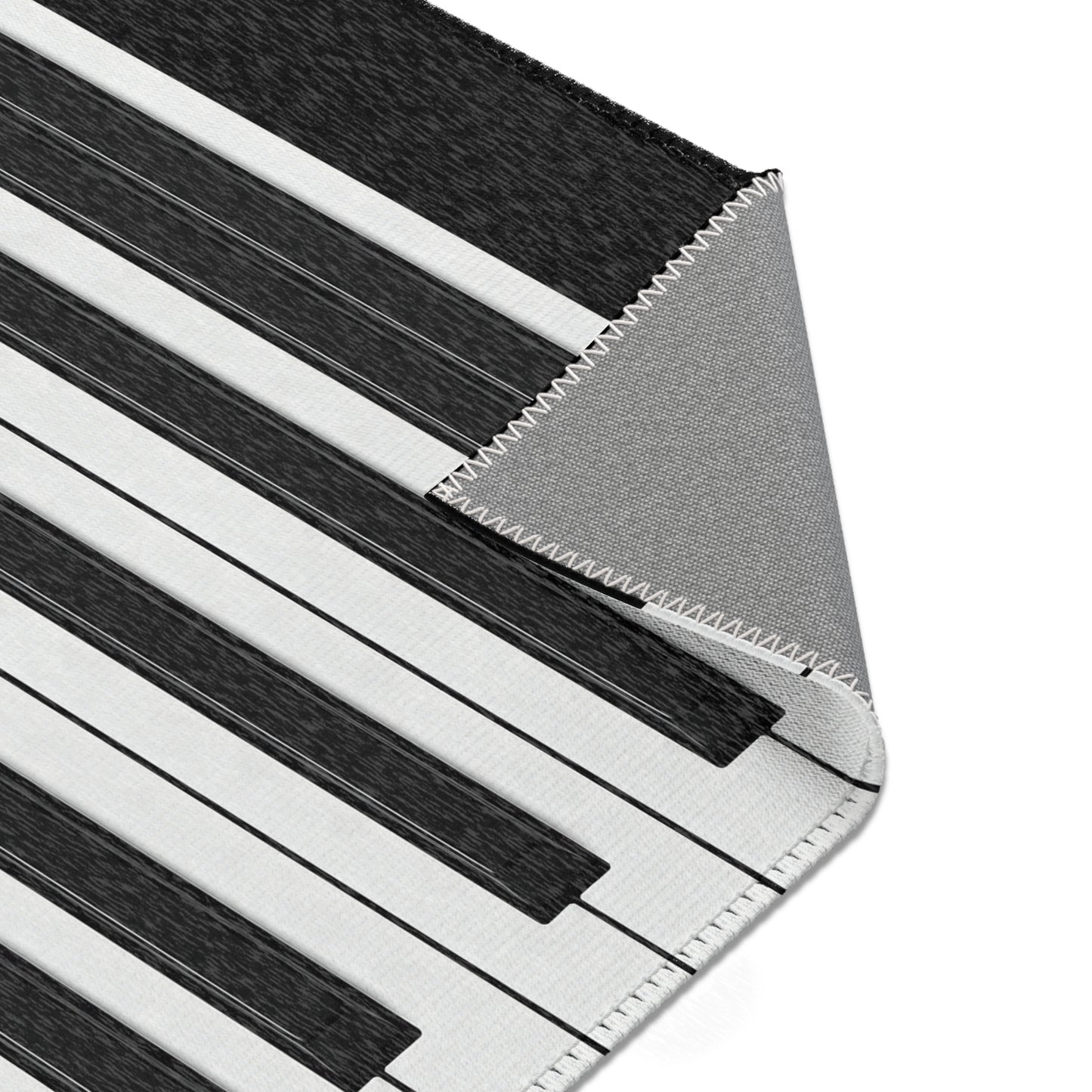 Authentic Miniature Piano Keyboard Pattern area rug - High-Contrast Minimalist Design for Pianists and Musicians .