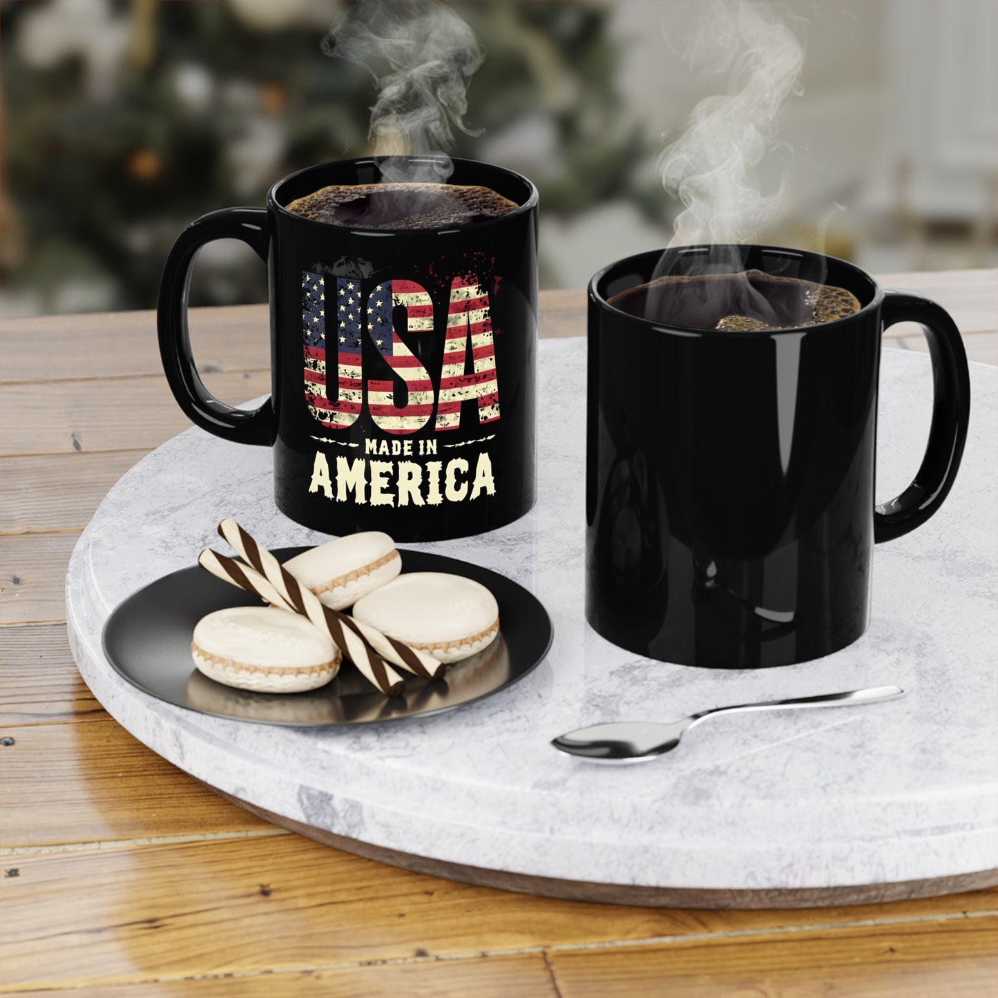 11 oz black mug - vintage made in USA