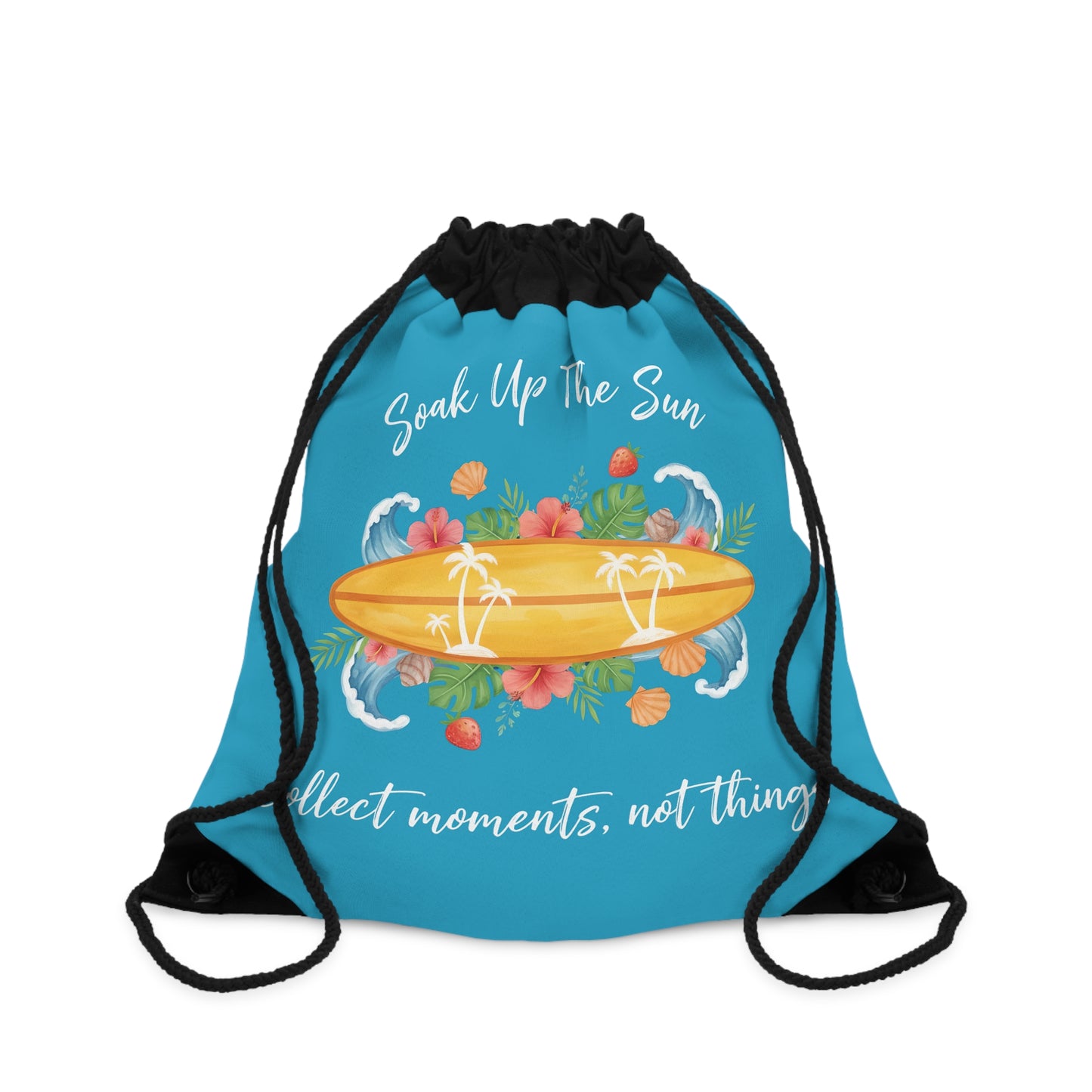Drawstring bag -:Tropical Surfboard Summer Quote Art
