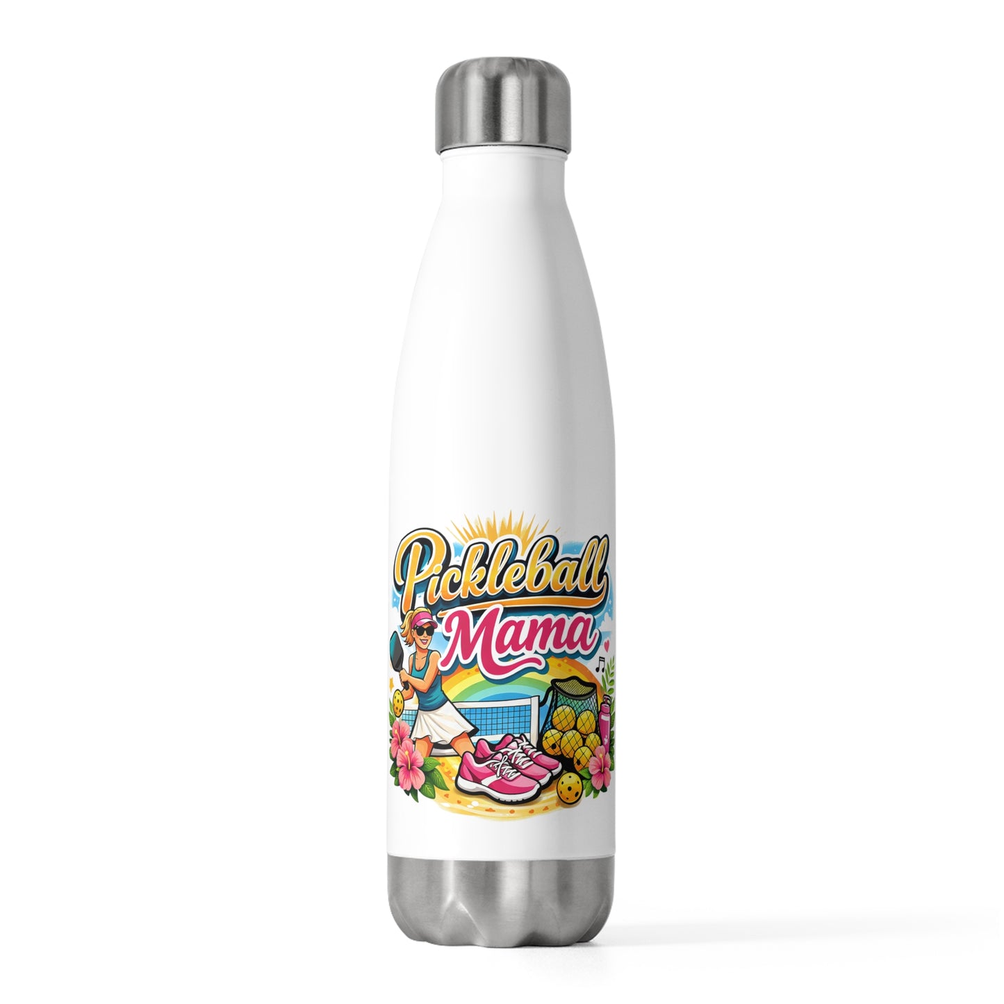 Insulated Water Bottle - Vibrant Tropical Pickleball Mama Art