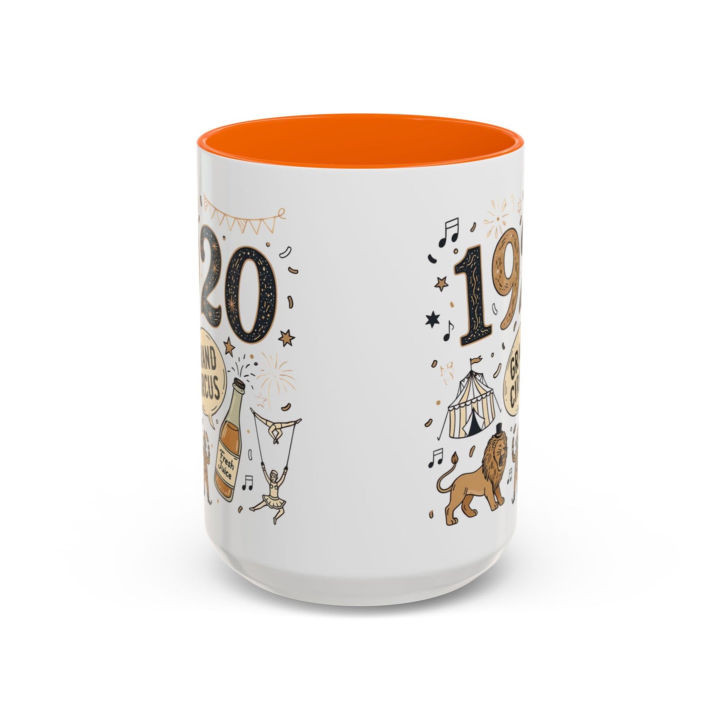 15 oz coloured inside mug - Vintage 1920 Grand Circus Illustration