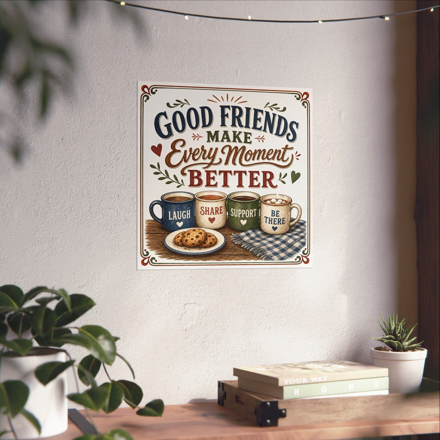 Cozy Friendship Aesthetics: Laugh, Share, Support, Be There Cozy Art - poster