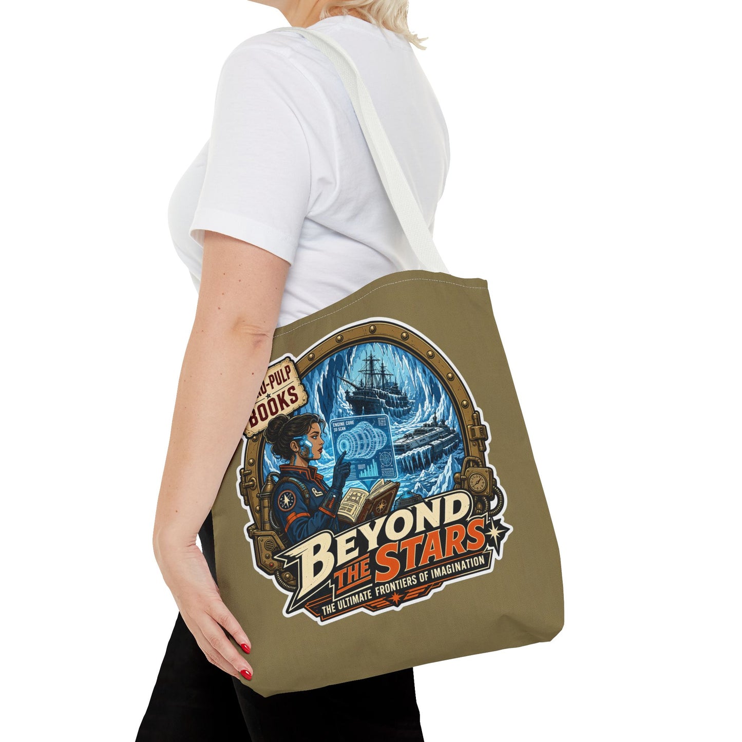 How to style a dark academia and retro futurism sticker collection - tote bag