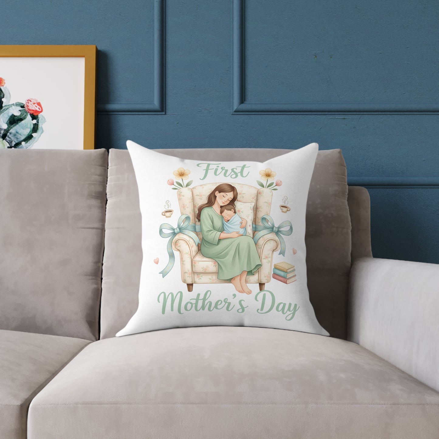 Throw pillow - First Mother's Day Aesthetic Illustration