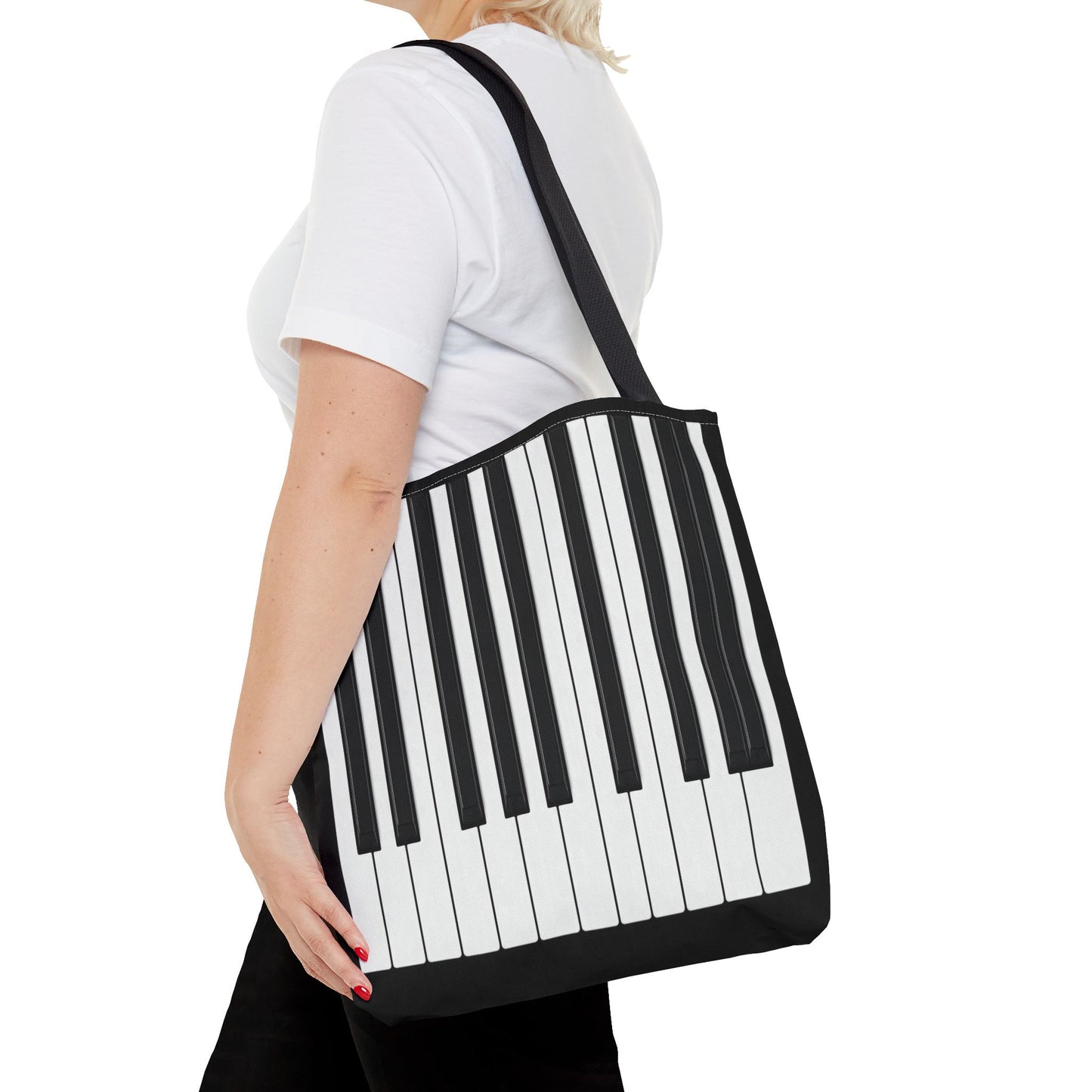 Authentic Miniature Piano Keyboard Pattern tote bag- High-Contrast Minimalist Design for Pianists and Musicians .