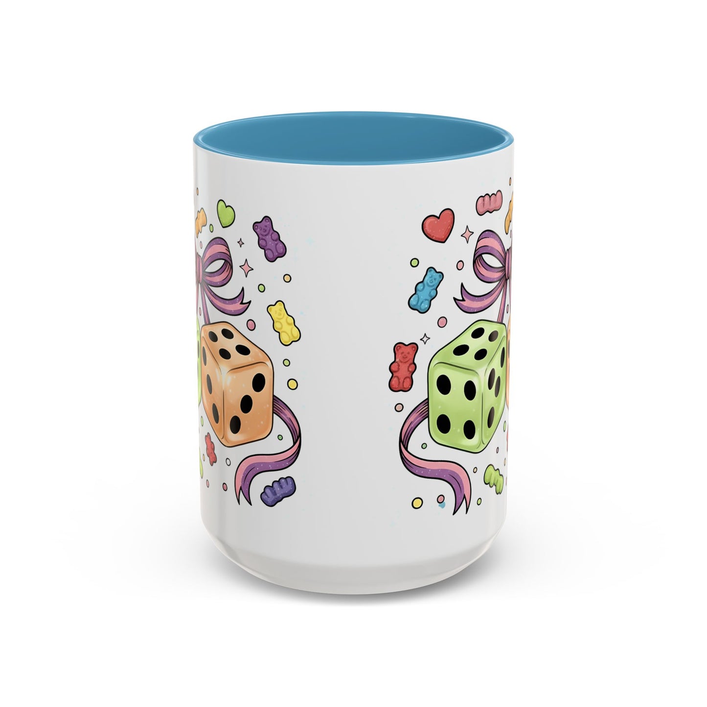 15 oz coloured inside mug - Whimsical Dice and Gummy Bears