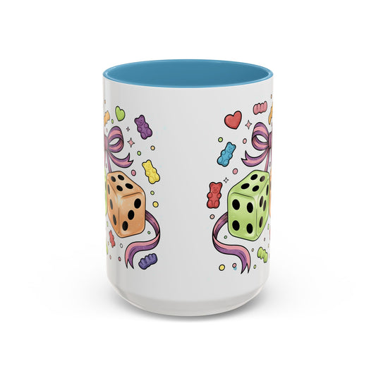 15 oz coloured inside mug - Whimsical Dice and Gummy Bears